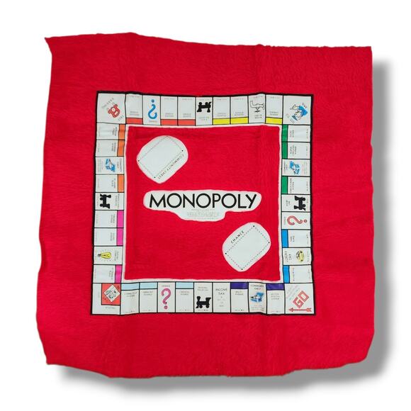 Vintage Monopoly Faux Fur Rug FAO Schwarz Vinyl Game Board 29"x29" 1960s 1970s - Picture 2 of 9